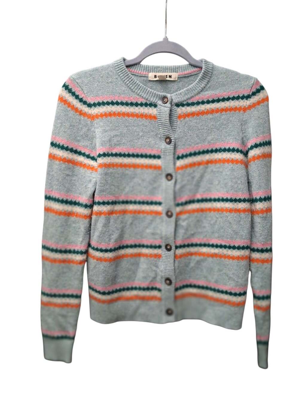Boden Edie Fair Isle Cardigan Sweater in Blue - Picture 2 of 8